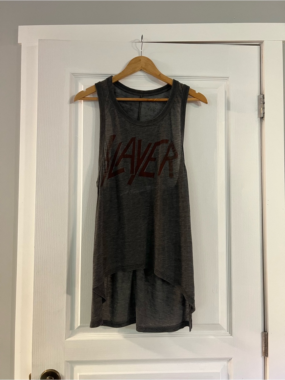 Slayer Graphic High-Low Tank Top - Dark Gray